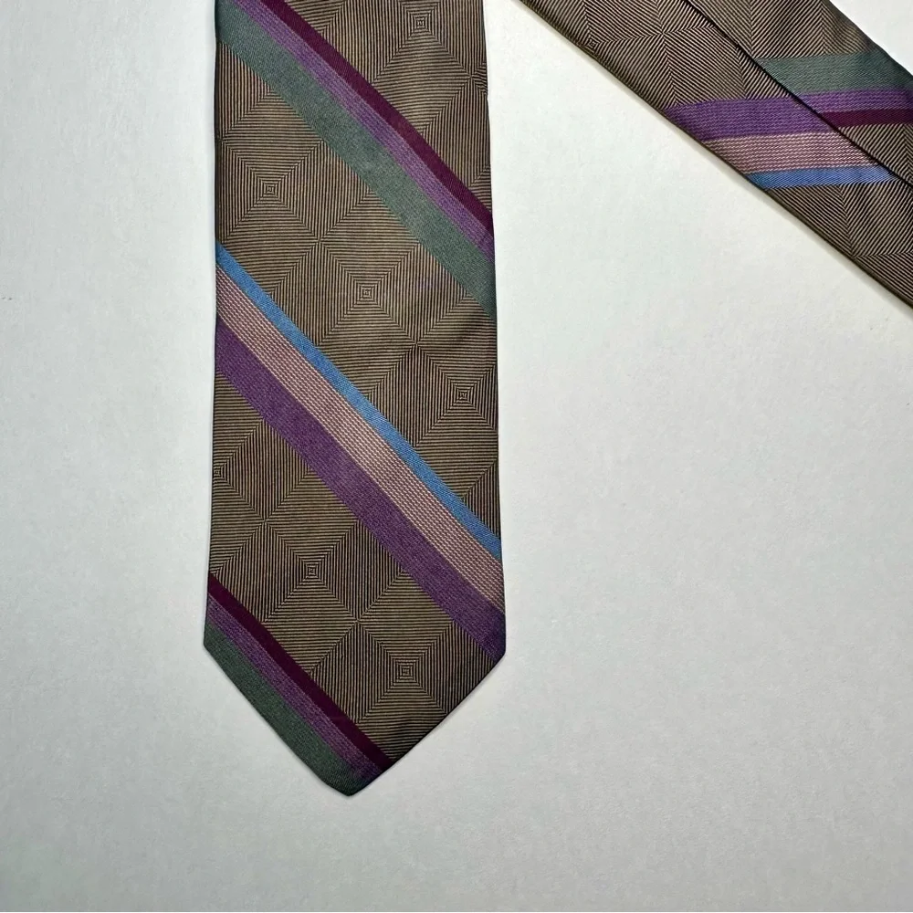 Vtg COLOURS by Alexander Julian Silk Striped Classic Tie